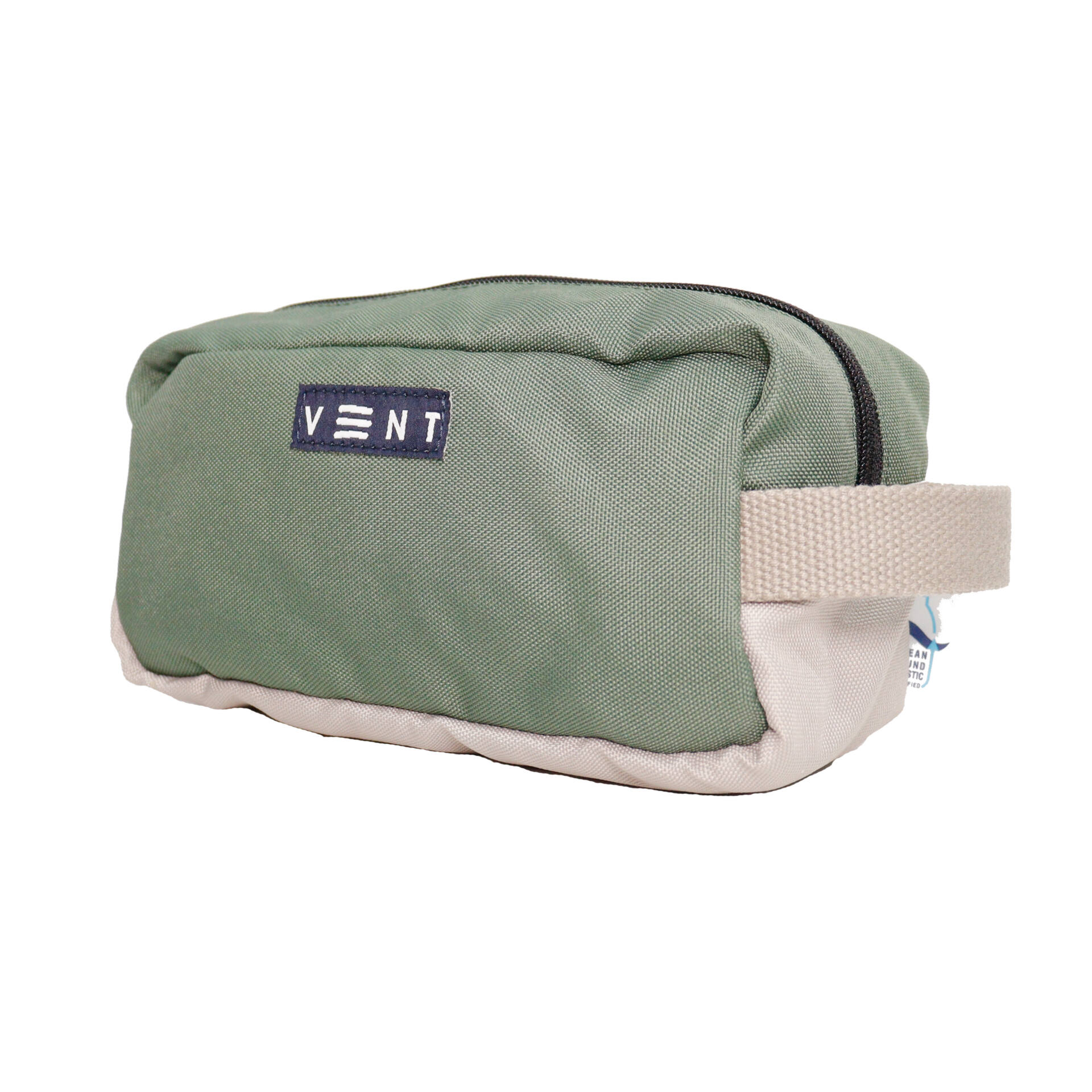 Cosmetics, Large Stationery Bag – Recycled Ocean Plastic – Sage Green - Image 3