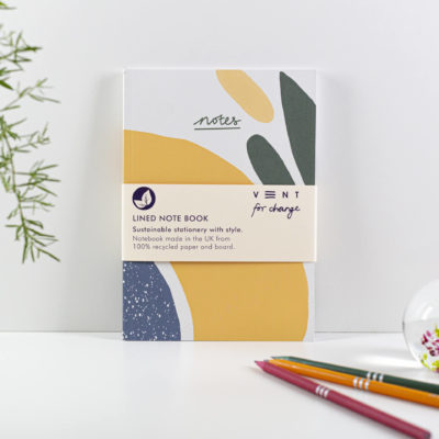 Recycled A5 Notebook - Olive Recycled paper and board lined notebook. Protecting the planet and supporting children's education projects. Made in the UK.