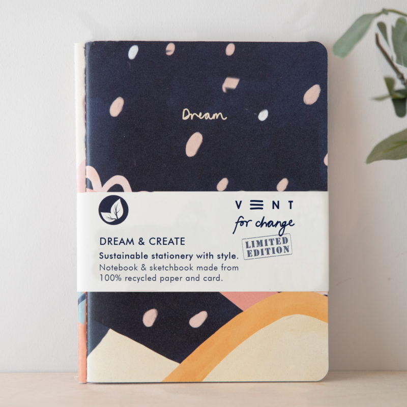 LIMITED EDITION Notebook Set - Lined and Plain paper A5 notebook set . Dream & Create our limited edition summer special. Made from 100% recycled card with 30% corn pulp