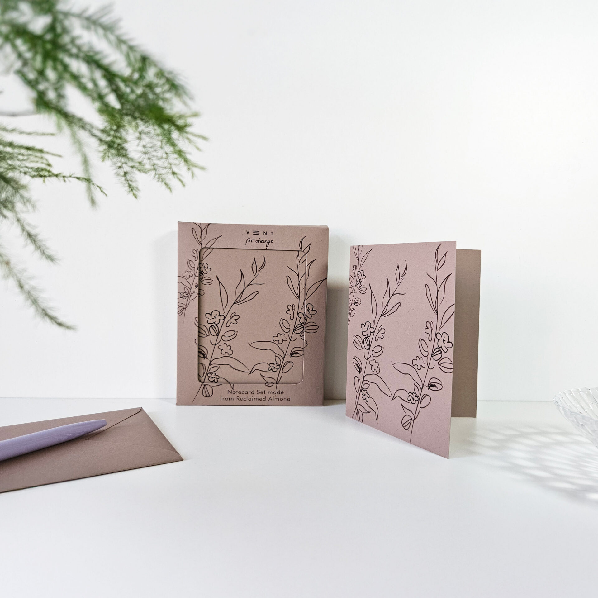 Notecard set made from almonds