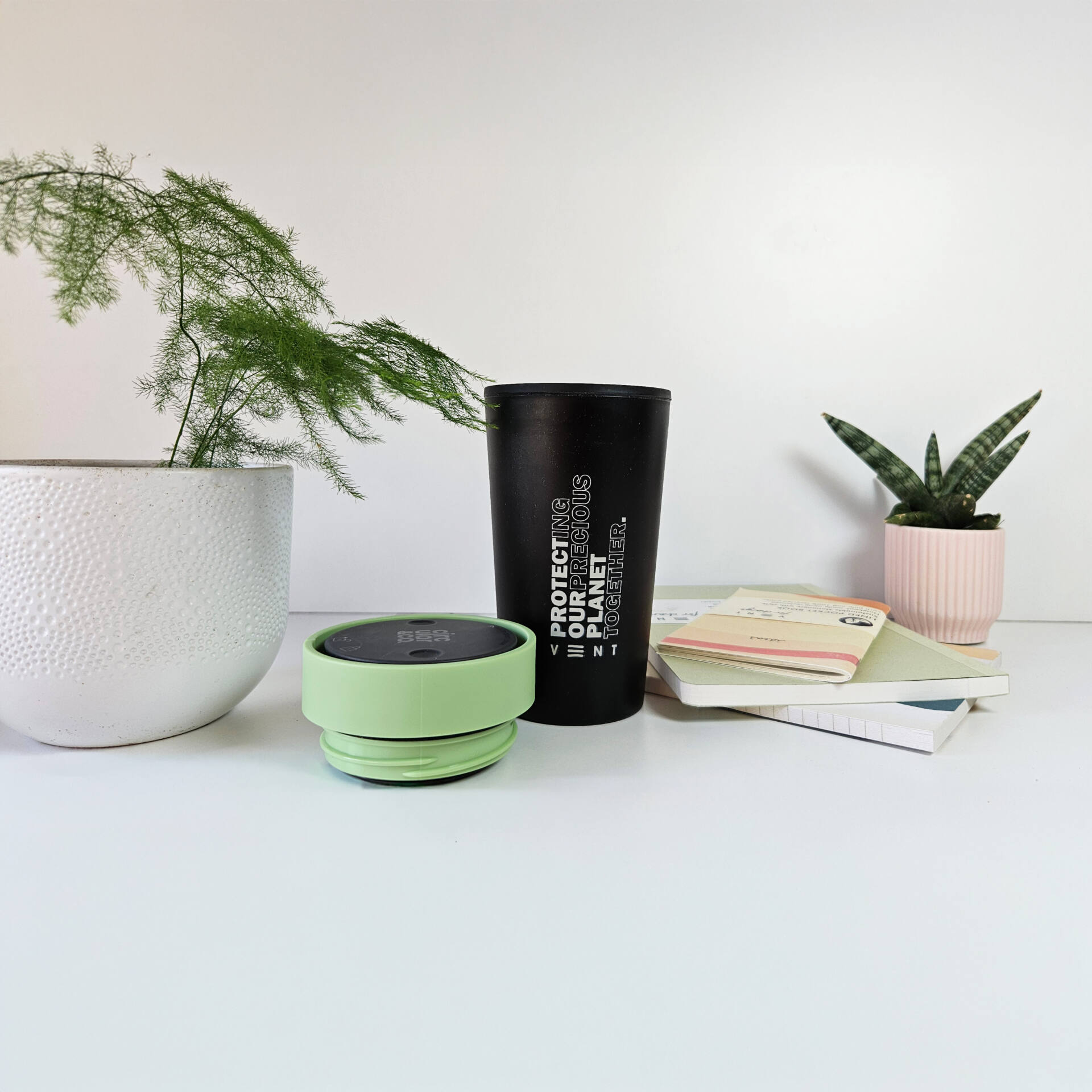 Reusable Travel Cup - Sea Grass Green - Recycled Paper - Image 3