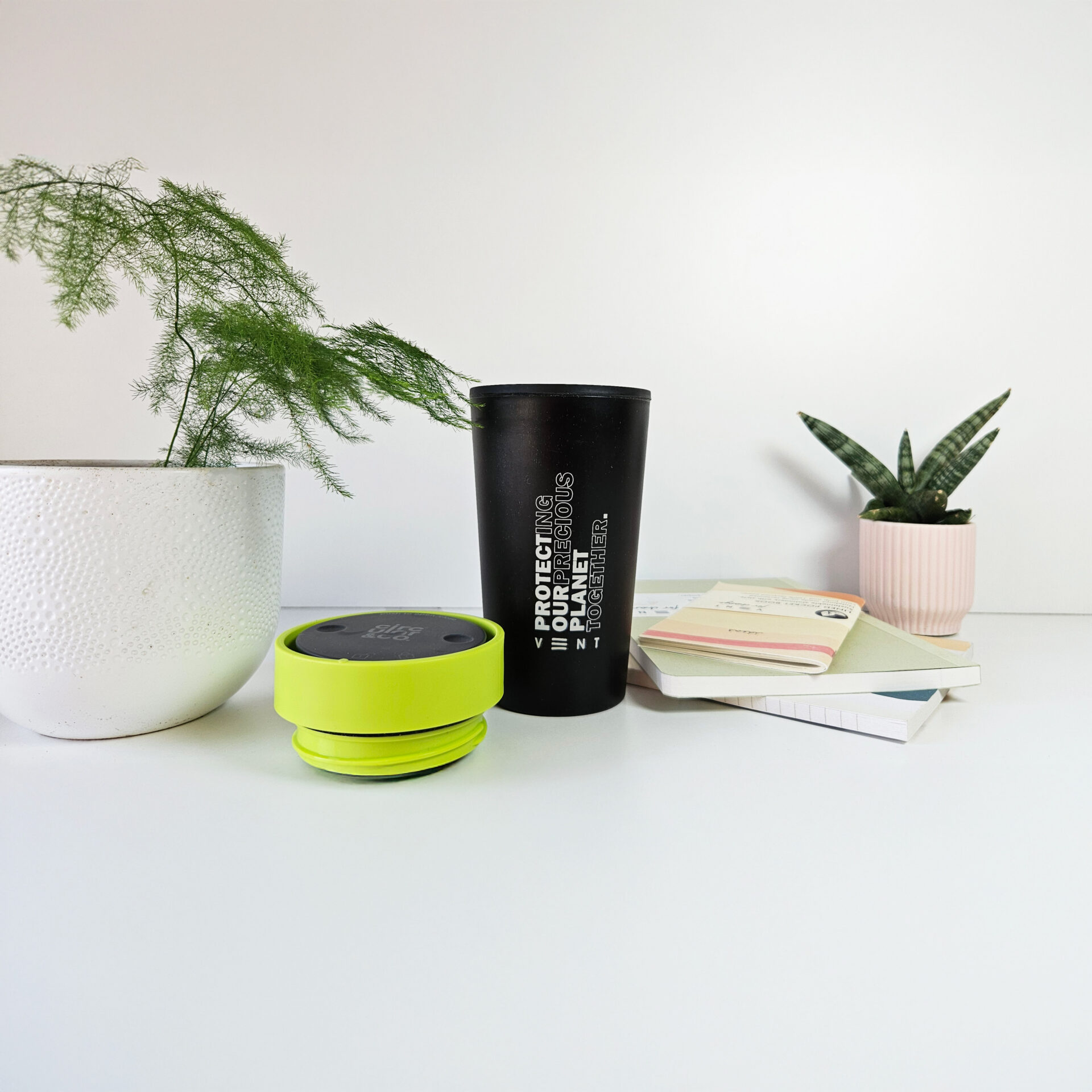 Reusable Travel Cup - Lime Green - Recycled Paper - Image 4