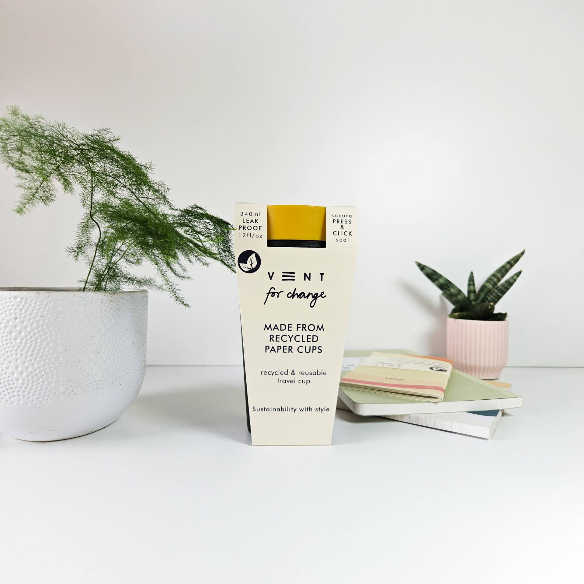 Reusable Travel Cup - Mustard Yellow - Recycled Paper - Image 3