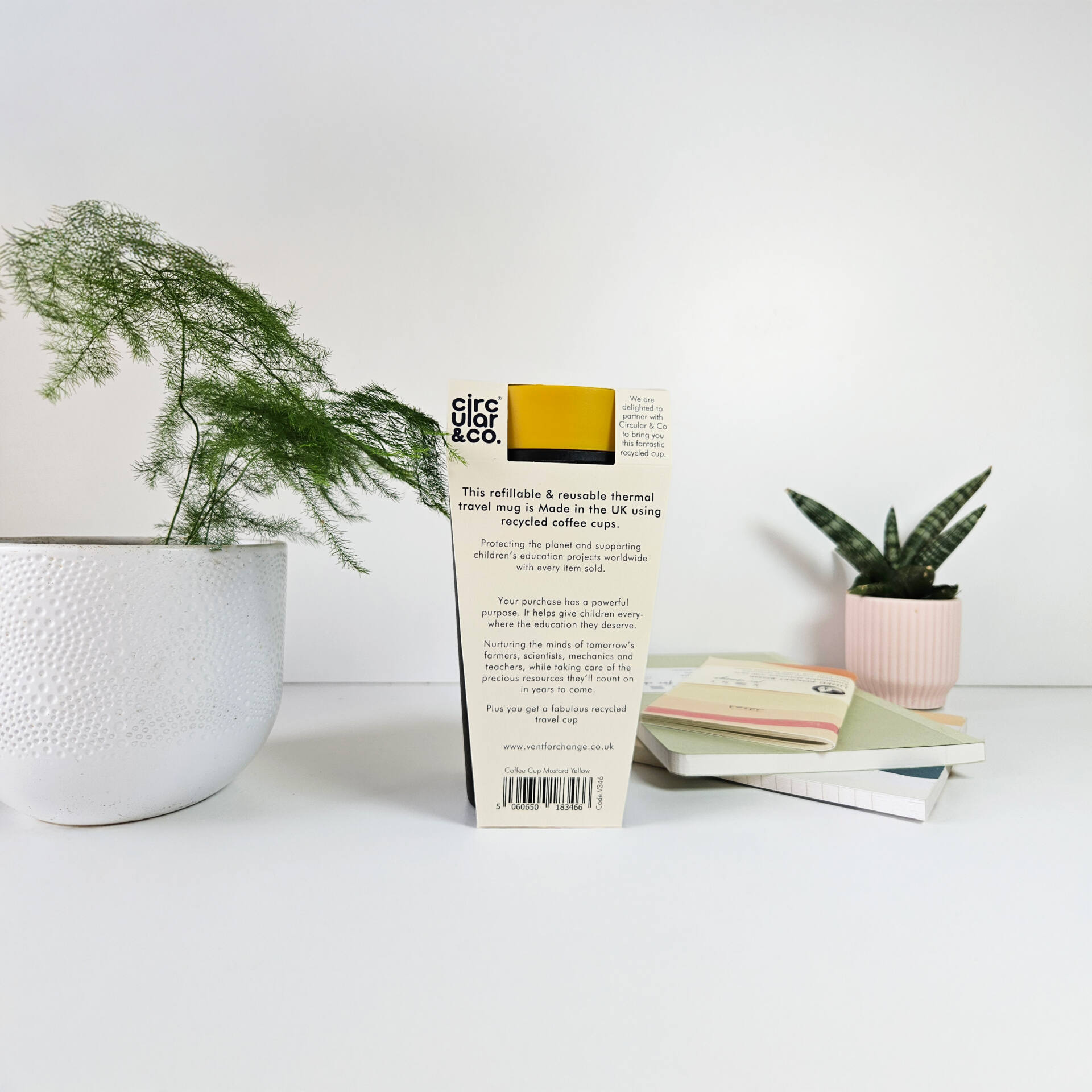 Reusable Travel Cup - Mustard Yellow - Recycled Paper - Image 4