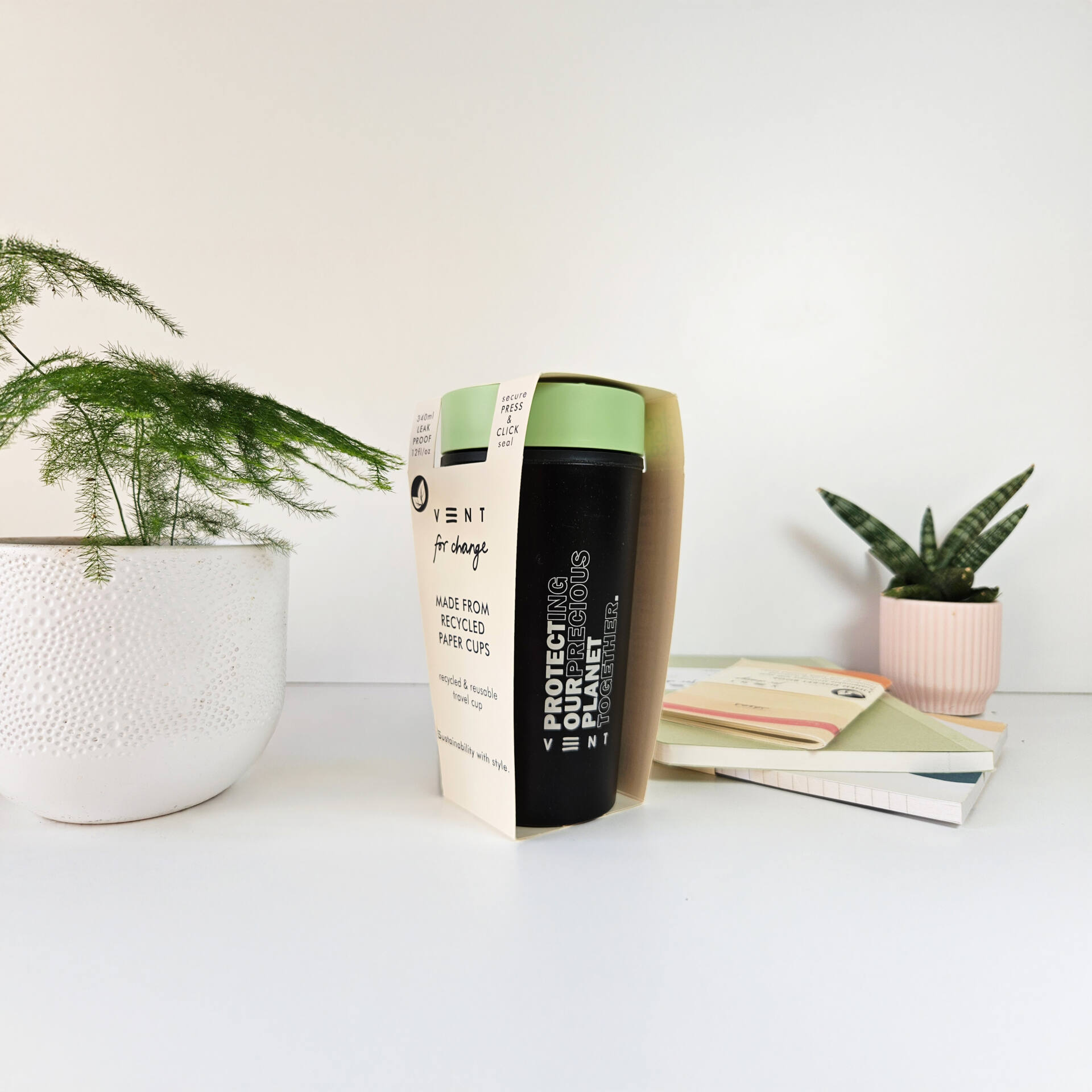 Reusable Travel Cup - Sea Grass Green - Recycled Paper - Image 6