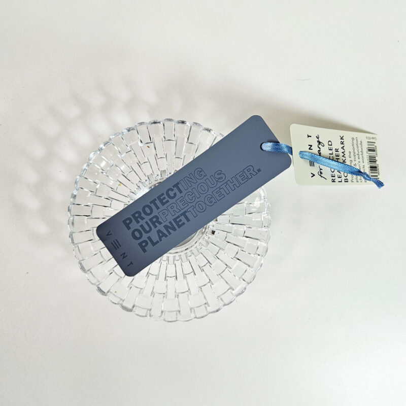 Recycled Leather Bookmark - Dusty Blue