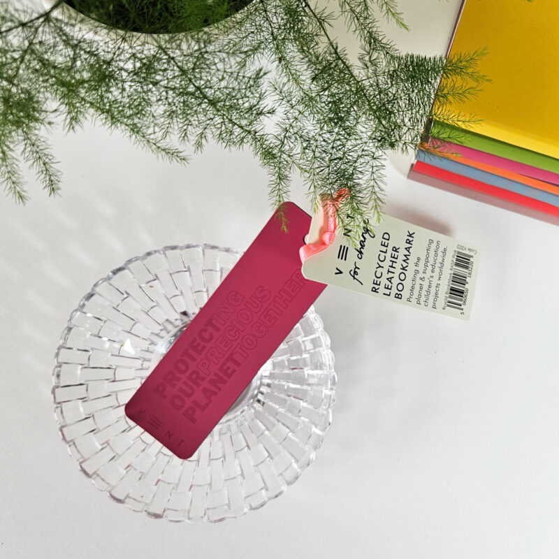 Recycled Leather Bookmark - Raspberry Pink