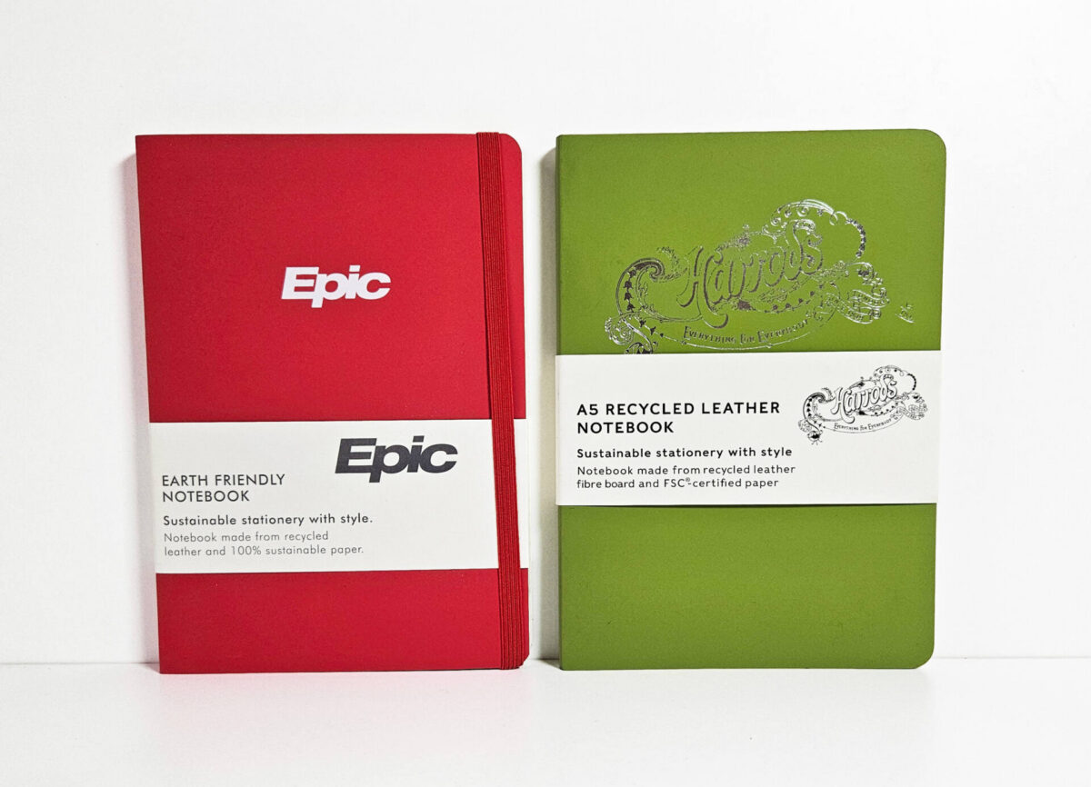 Recycled leather notebooks bespoke