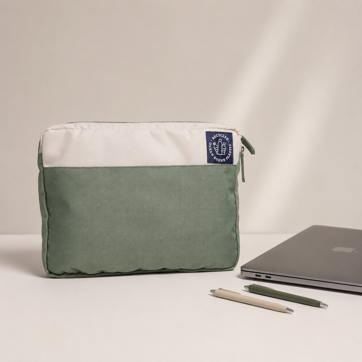 Laptop / Tablet Sleeve - Recycled Ocean Plastic - Sage Green - Image 3