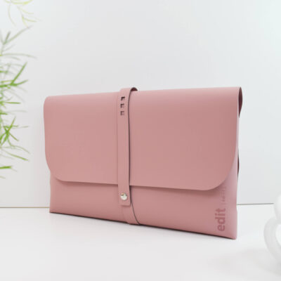 Recycled leather A4 document and tablet wallet - EDIT Powder Pink