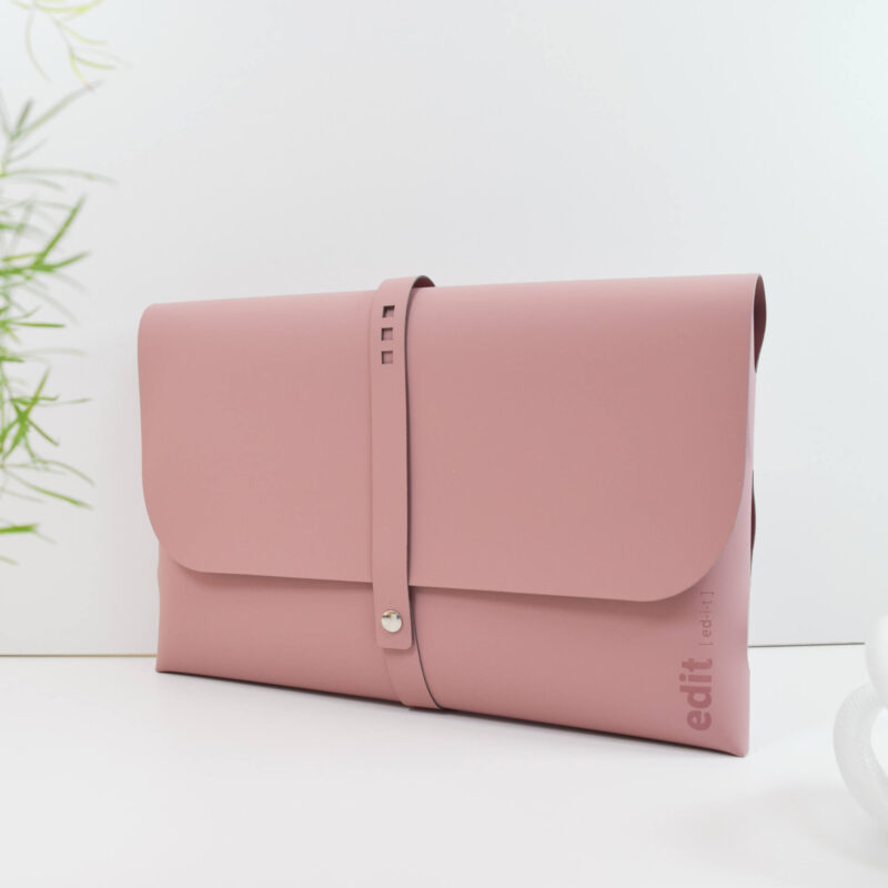 Recycled leather A4 document and tablet wallet - EDIT Powder Pink