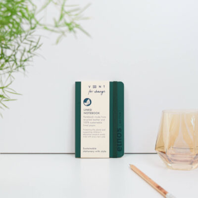 A6 recycled leather notebook - ETHOS Emerald Green