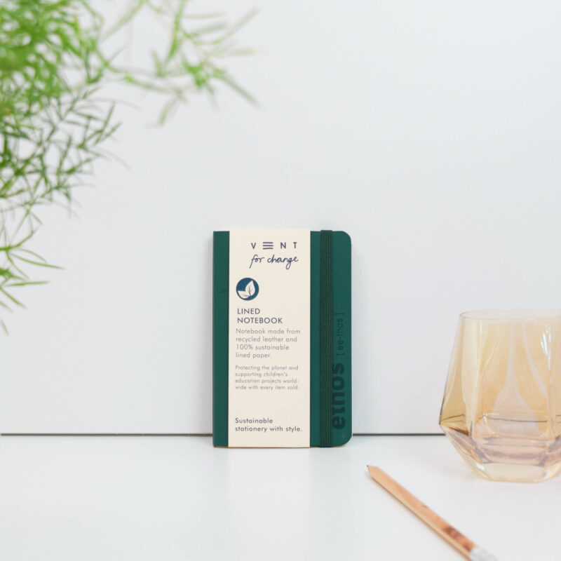 A6 recycled leather notebook - ETHOS Emerald Green