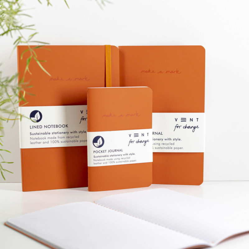 Recycled Leather Notebook Set Stylish selection including A5 notebook, medium and pocket journals made from recycled leather. Special Offer
