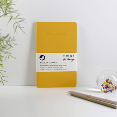 Recycled Leather Medium sustainable journal notebook - Yellow