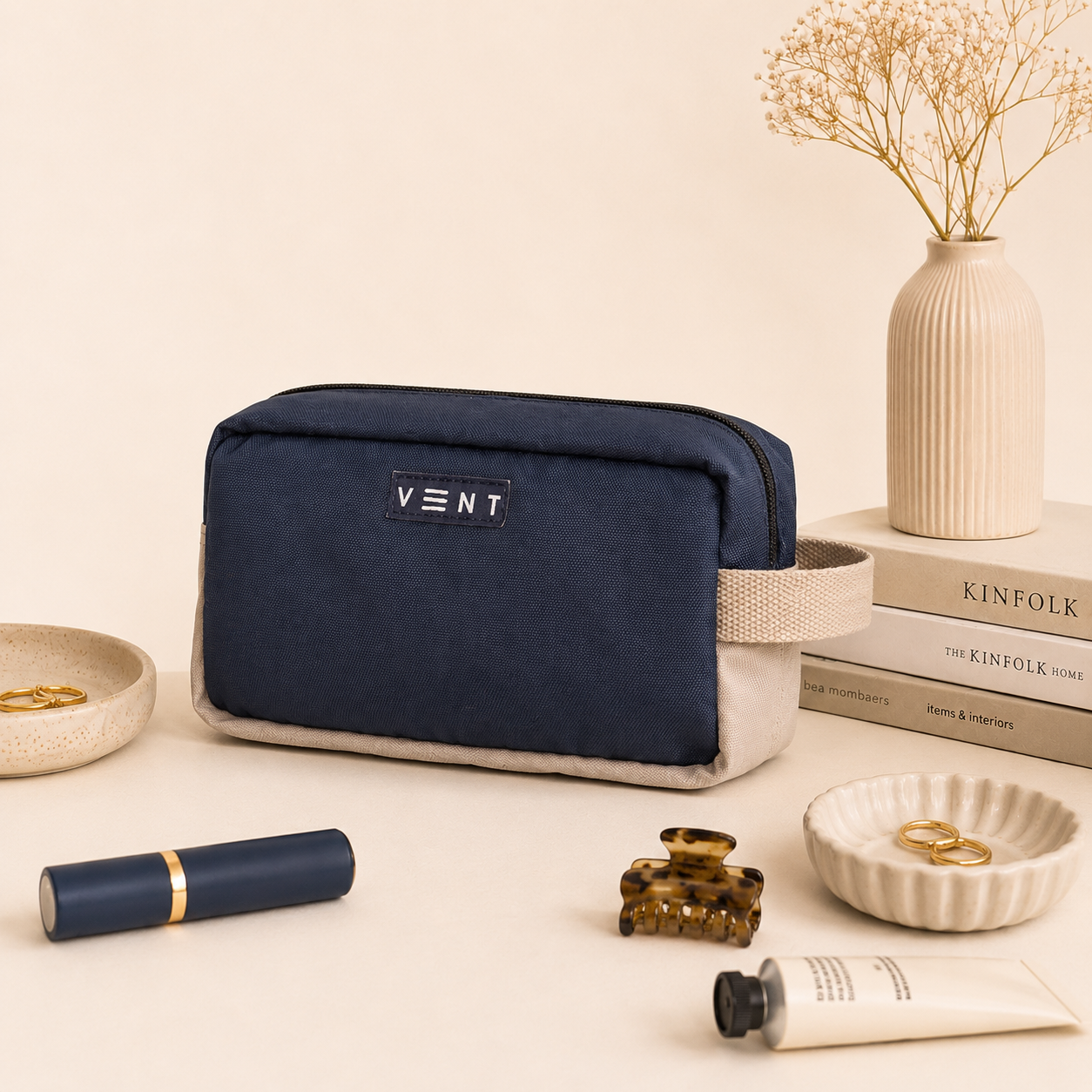 Cosmetics, Large Stationery Bag – Recycled Ocean Plastic – Navy Blue