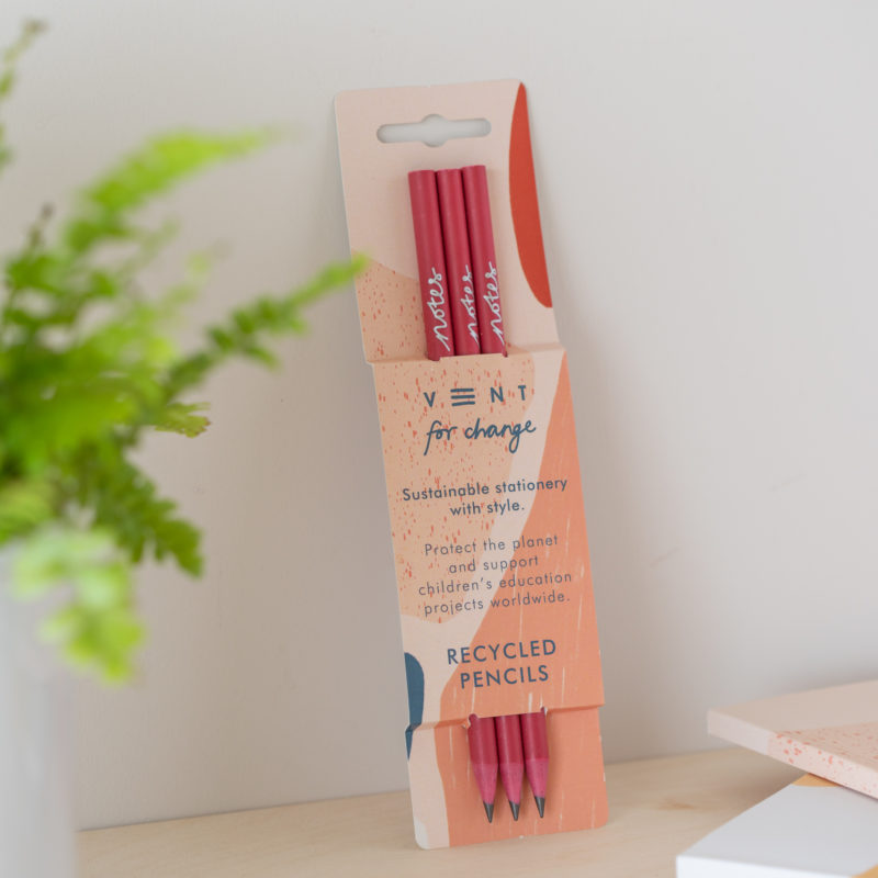 Recycled Graphite Pencils in Pink Coral