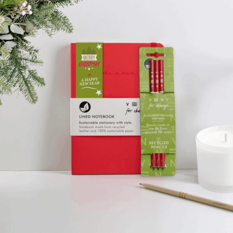 Christmas Recycled Stationery Gift Set - Red