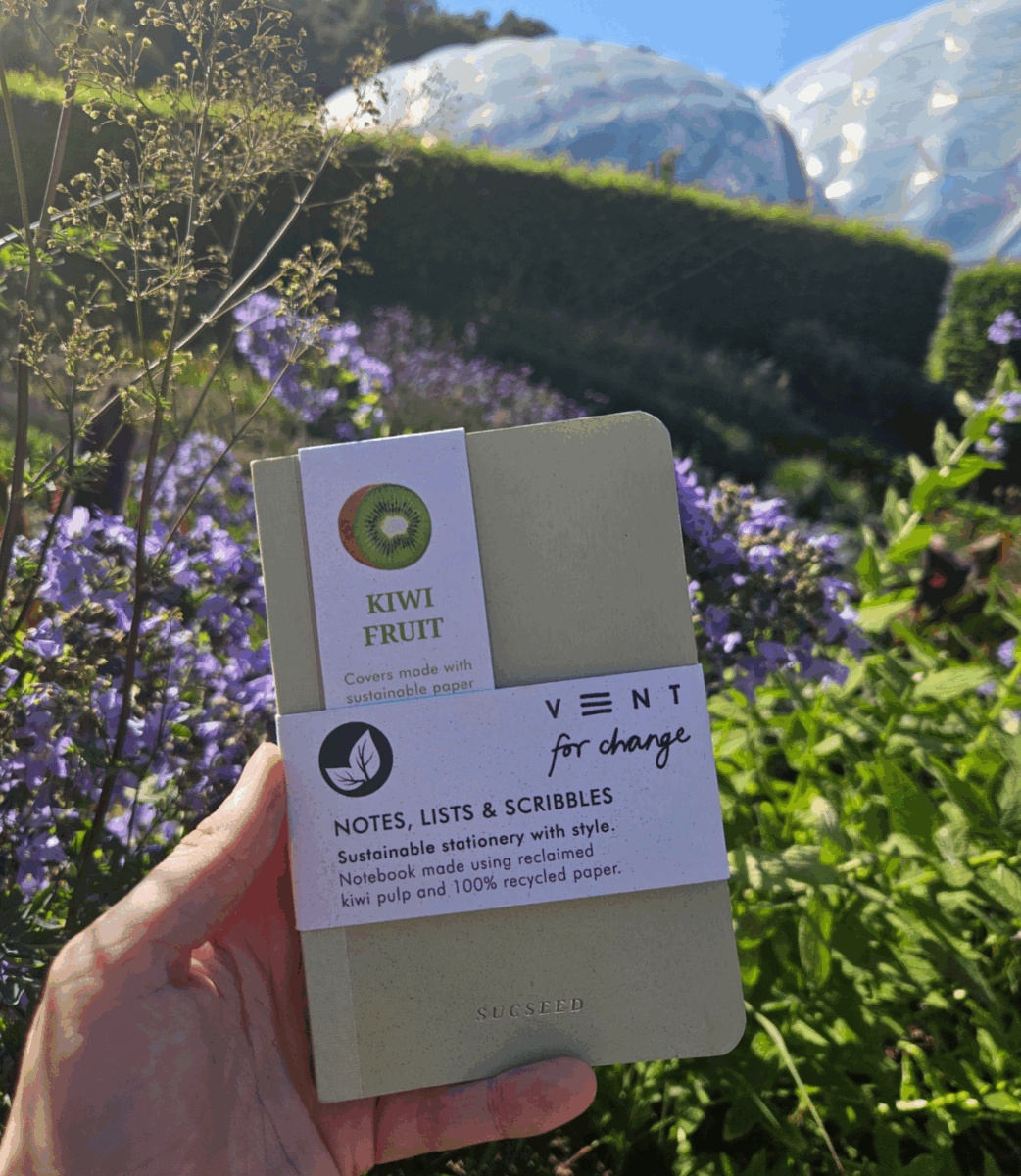 Sustainable notebook made from reclaimed kiwi at Eden Project