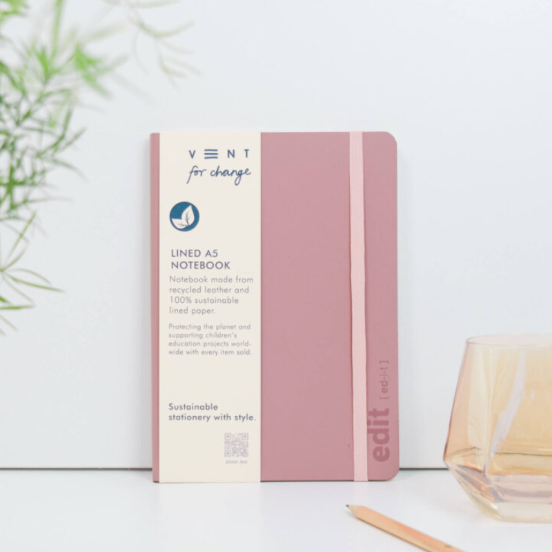 A5 recycled leather notebook - EDIT Powder Pink