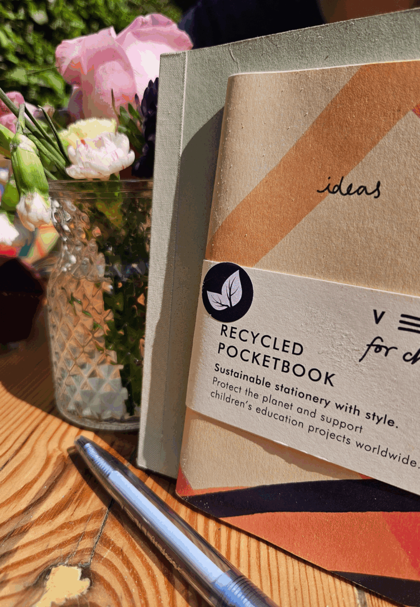 Sustainable Ideas pocket notebook plain paper and kiwi Sucseed A6 notebook