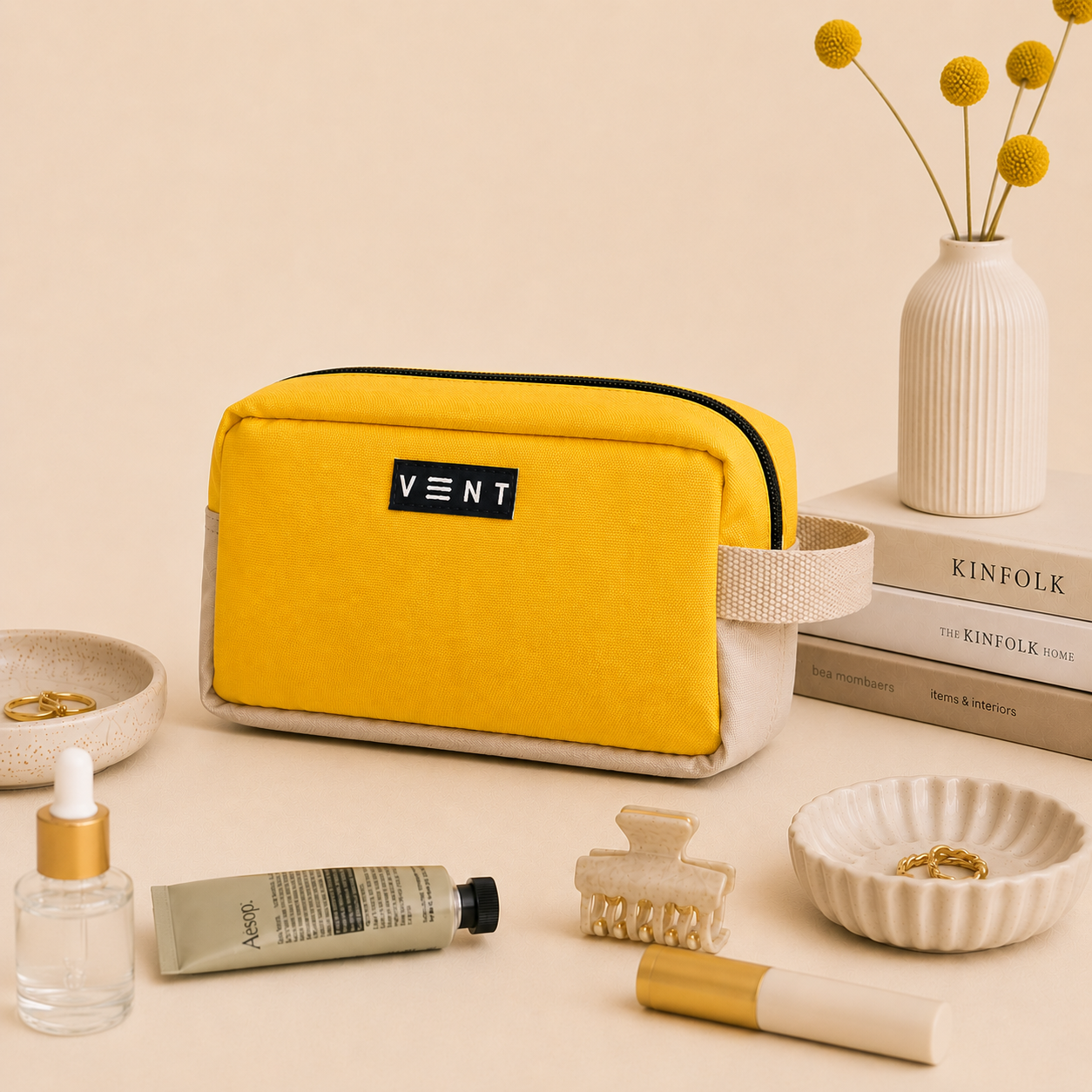 Cosmetics, Large Stationery Bag – Recycled Ocean Plastic – Yellow