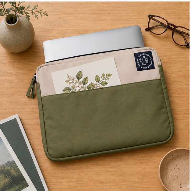 Laptop / Tablet Sleeve - Recycled Ocean Plastic - Sage Green - Image 2