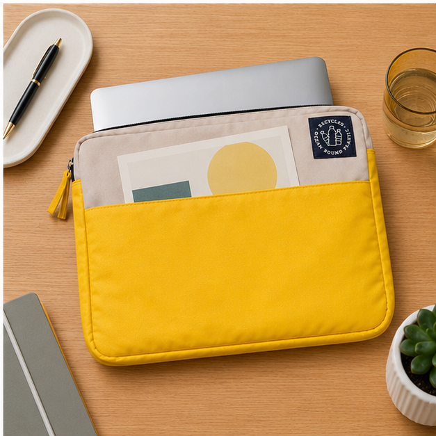 Laptop / Tablet Sleeve - Recycled Ocean Plastic - Yellow - Image 2
